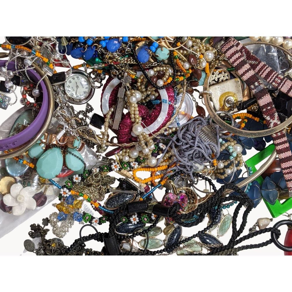Crafting Grab Mystery Bag Broken Jewelry Earrings Necklaces NOT Wearable 3lb #5